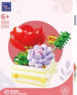 Pantasy - Succulent Garden: Scarlet Whisper Building Block Construction Set (284 Pieces)
