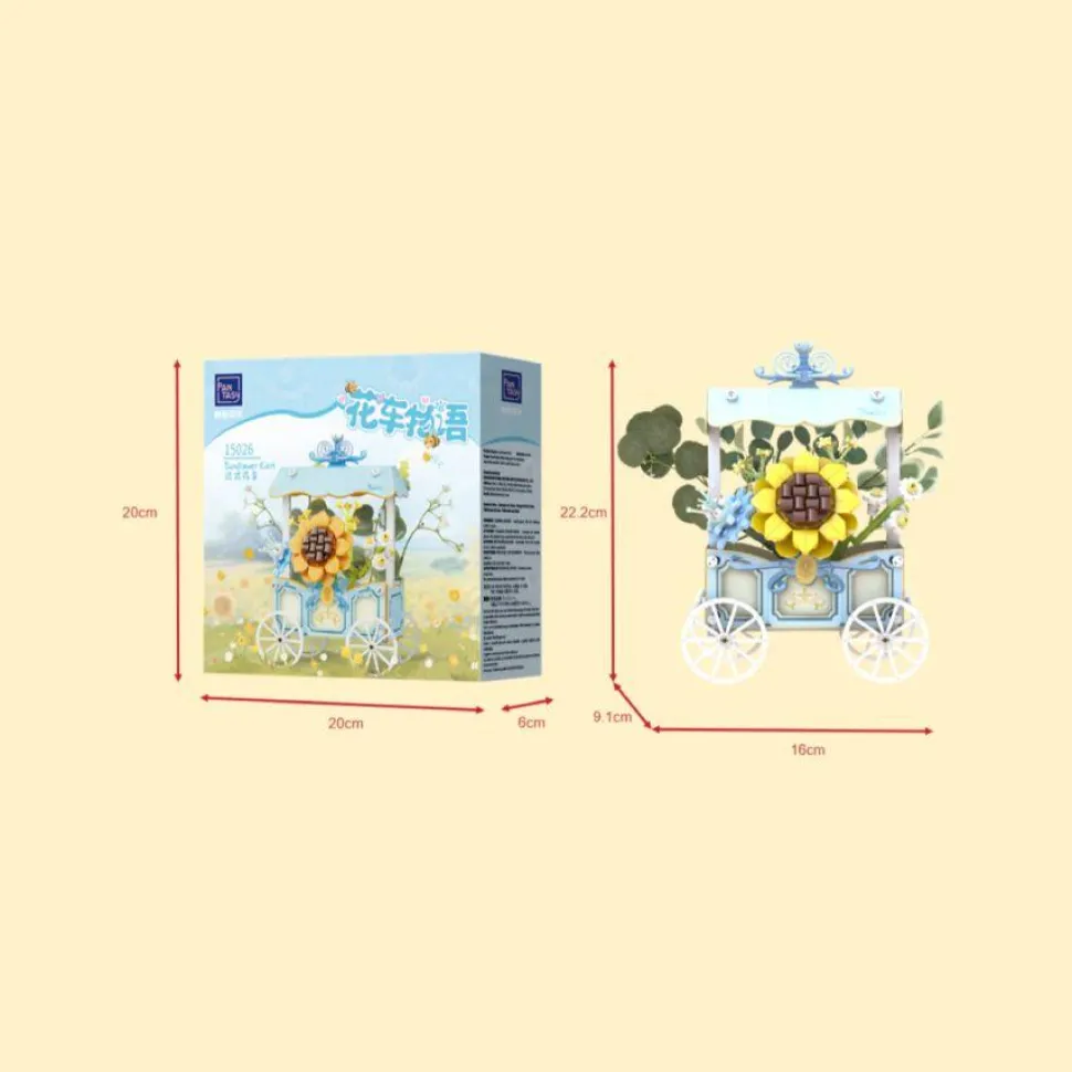 Pantasy - Sunflower Cart Flower Series Building Block Construction Set (265 Pieces)