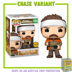 Parks and Recreation - Hunter Ron Pop! Vinyl Figure in Acrylic Pop! Protector (Chase Variant)