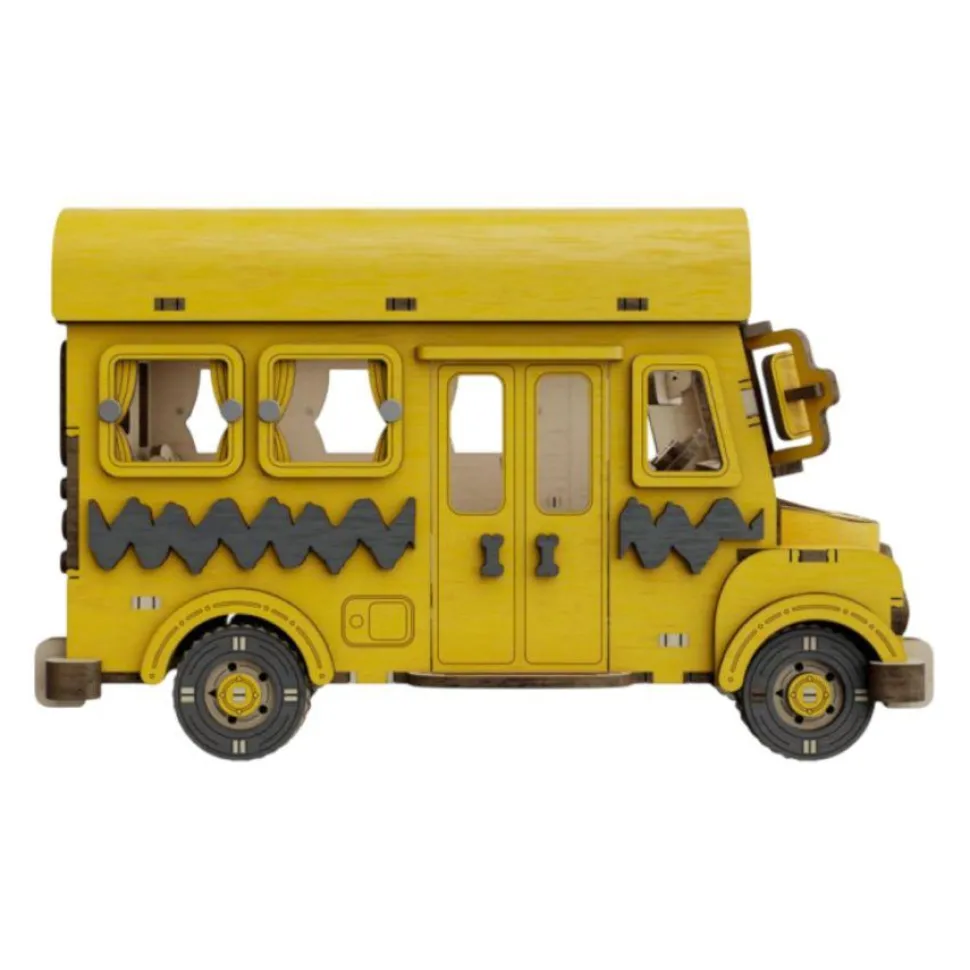 Peanuts - Snoopy School Bus Wooden Construction Set (253 Pieces)