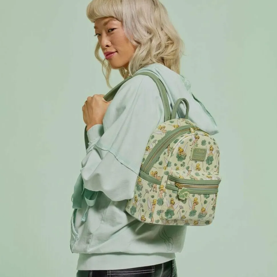 Peter Pan (1953) - Tinker Bell Clover Print 10" Faux Leather Mini Backpack