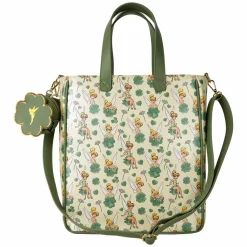 Peter Pan (1953) - Tinker Bell Clover Print 14" Faux Leather Tote Bag with Coin Purse
