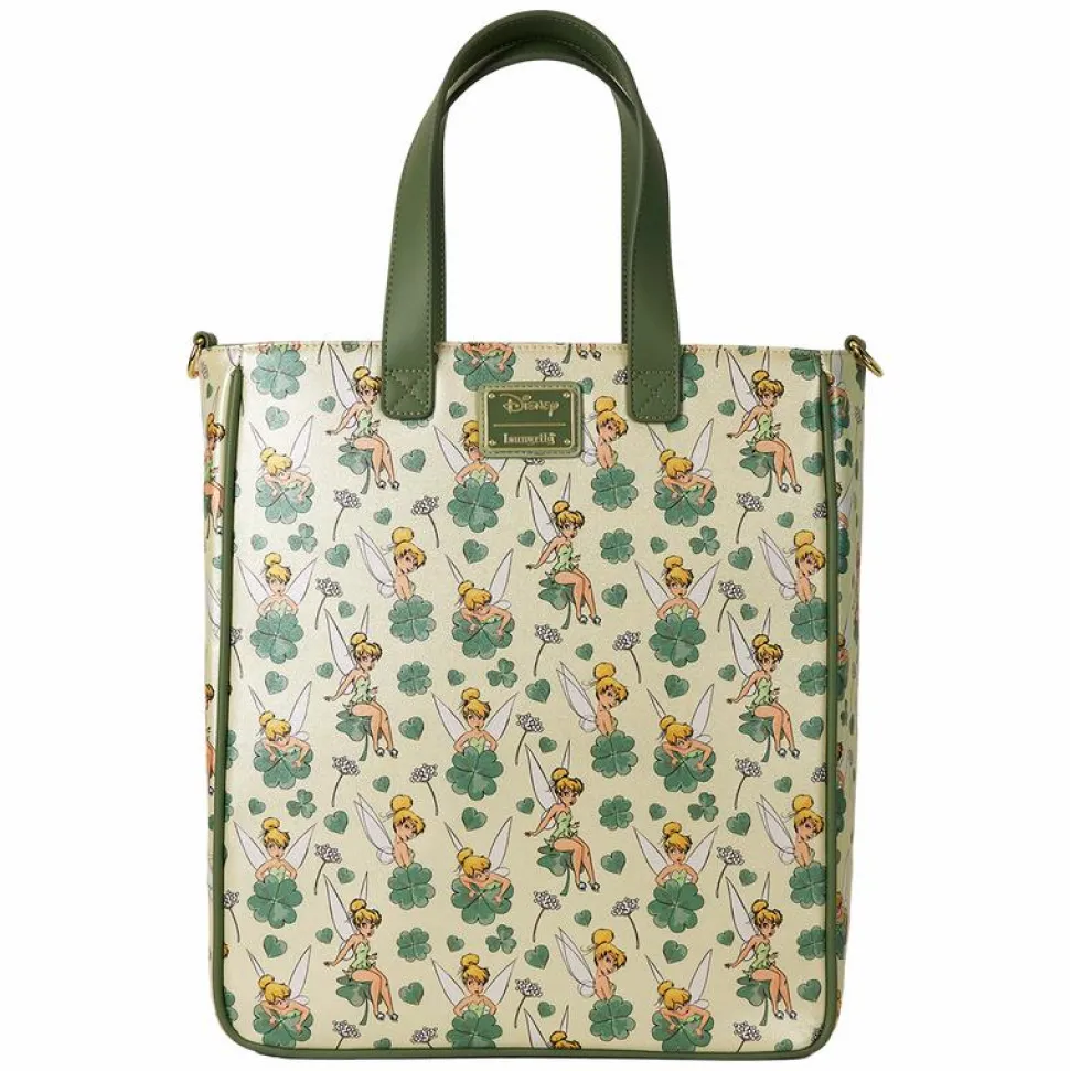 Peter Pan (1953) - Tinker Bell Clover Print 14" Faux Leather Tote Bag with Coin Purse