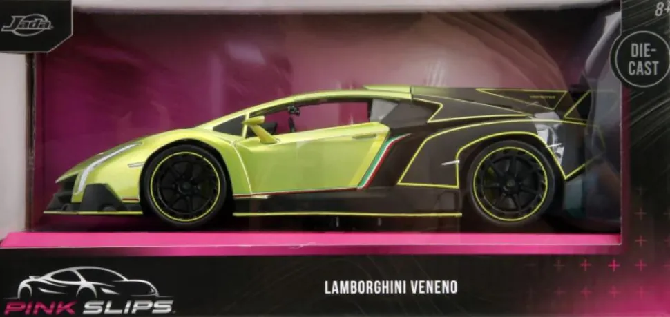 Pink Slips - Green/Black Lamborghini Veneno 1/24th Scale Die-Cast Vehicle Replica