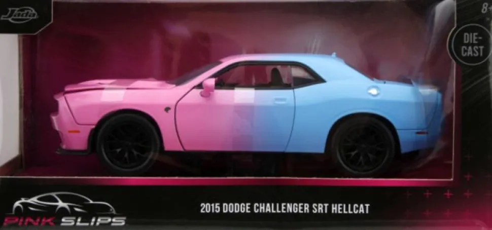 Pink Slips - Pink/Blue 2015 Dodge Challenger SRT Hellcat 1/24th Scale Die-Cast Vehicle Replica