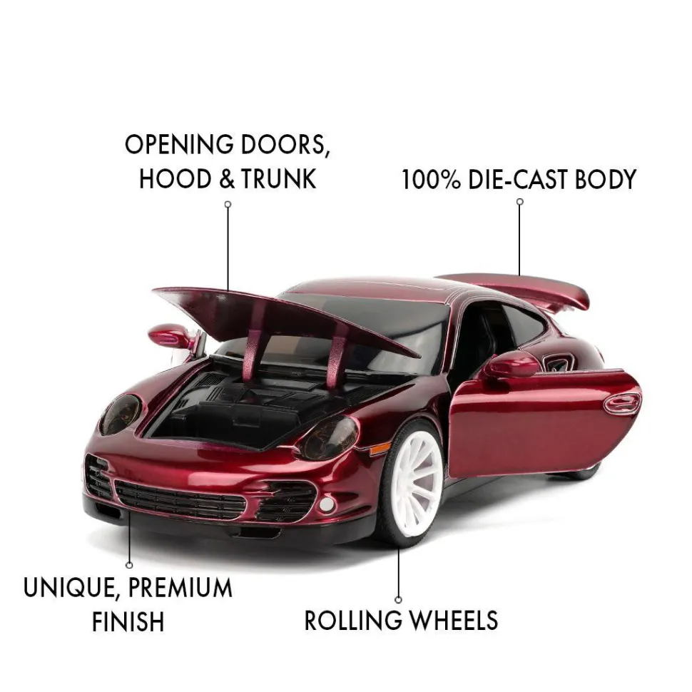 Pink Slips - Porsche 911 Turbo (997) (Dark Red) 1/24th Scale Die-Cast Vehicle Replica