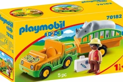 Playmobil - 1, 2, 3 Zoo Vehicle with Rhinoceros (70182)