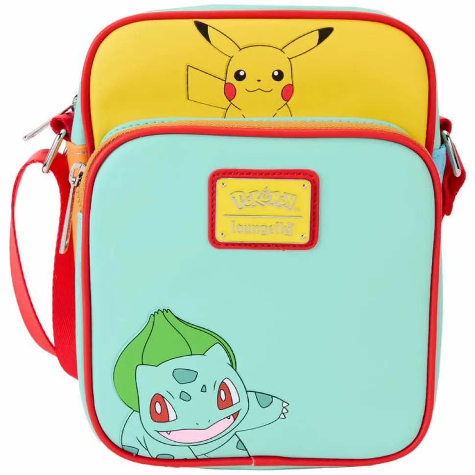 Pokemon - Color Block Starters 8" Faux Leather Crossbody Bag