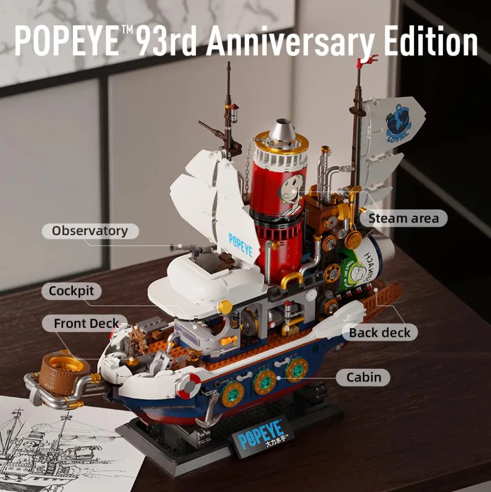 Popeye - Treasure Hunt Steamship Building Block Construction Set (1845 Pieces)