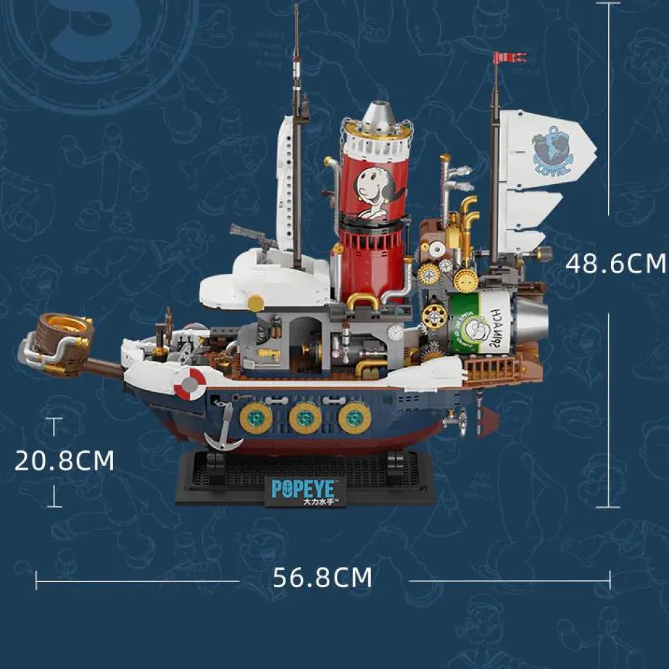 Popeye - Treasure Hunt Steamship Building Block Construction Set (1845 Pieces)