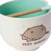 Pusheen - Very Hungry Ceramic Ramen Bowl with Chopsticks