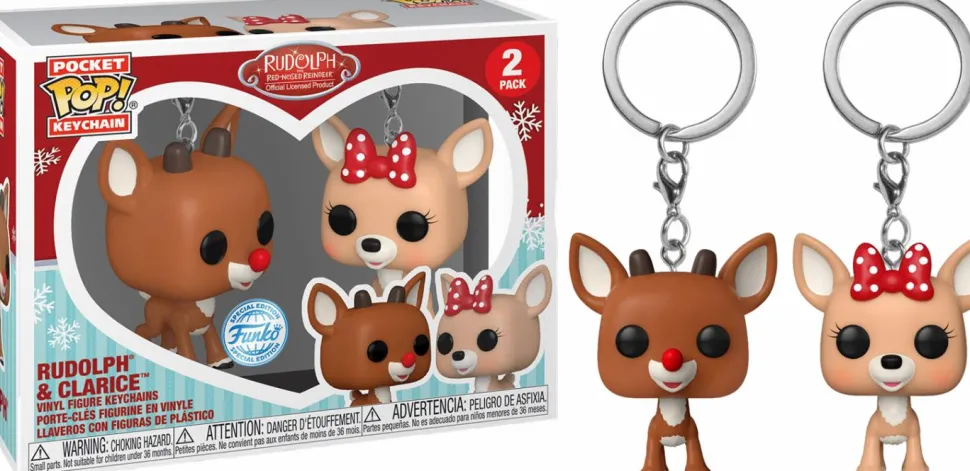 Rudolph the Red-Nosed Reindeer - Rudolph & Clarice Pocket Pop! Keychain 2-Pack