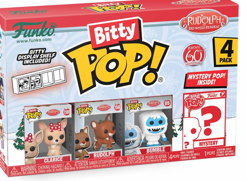 Rudolph the Red-Nosed Reindeer (1964) - Bumble, Rudolph, Clarice & Mystery 60th Anniversary Bitty Pop! Vinyl Figure 4-Pack