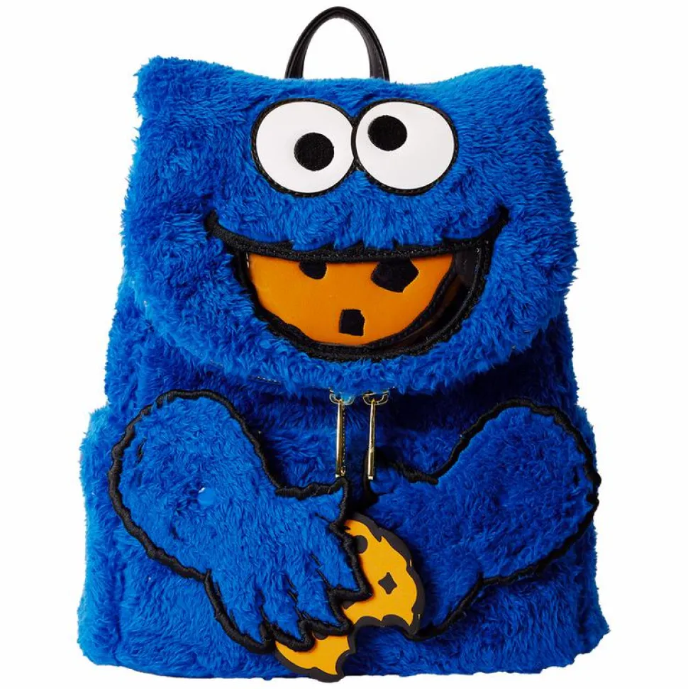 Sesame Street - Cookie Monster Plush 10" Faux Leather Mini Backpack with Coin Purse