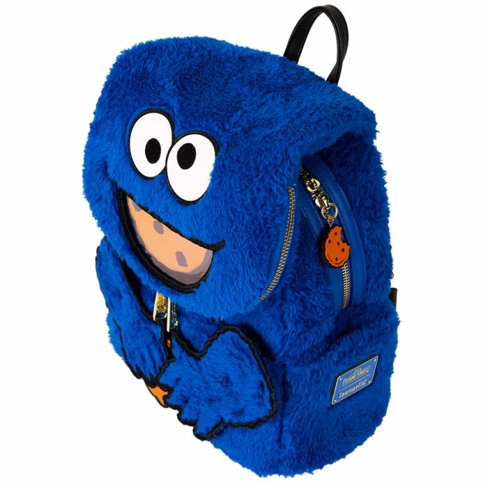 Sesame Street - Cookie Monster Plush 10" Faux Leather Mini Backpack with Coin Purse