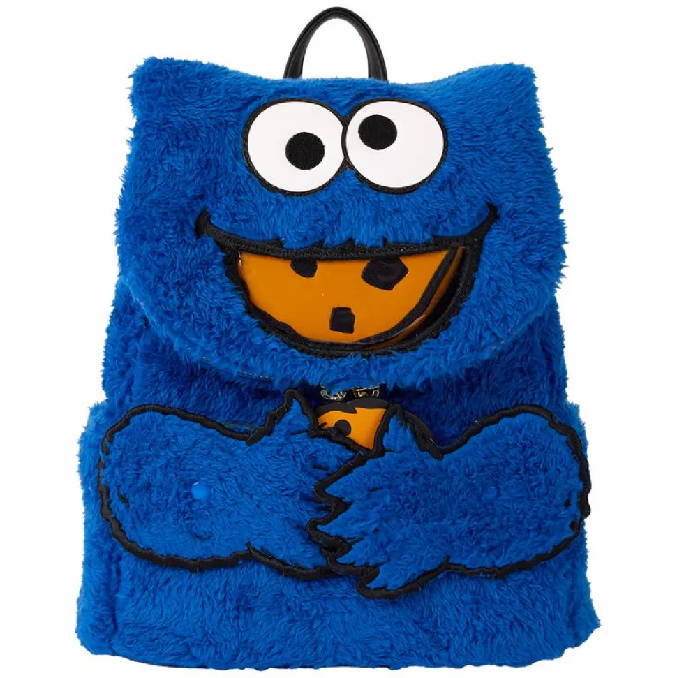 Sesame Street - Cookie Monster Plush 10" Faux Leather Mini Backpack with Coin Purse