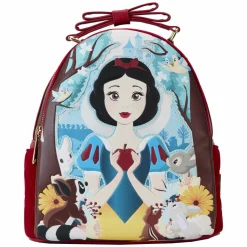 Snow White and the Seven Dwarfs (1937) - Classic Apple Quilted Velvet 10" Faux Leather Mini Backpack