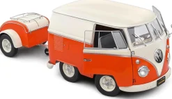 Solido Cars - Orange & White 1950 Volkswagon Kool Kombi 1/18th Scale Die-Cast Vehicle Replica