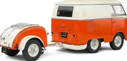 Solido Cars - Orange & White 1950 Volkswagon Kool Kombi 1/18th Scale Die-Cast Vehicle Replica