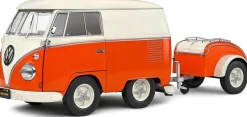 Solido Cars - Orange & White 1950 Volkswagon Kool Kombi 1/18th Scale Die-Cast Vehicle Replica