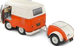 Solido Cars - Orange & White 1950 Volkswagon Kool Kombi 1/18th Scale Die-Cast Vehicle Replica