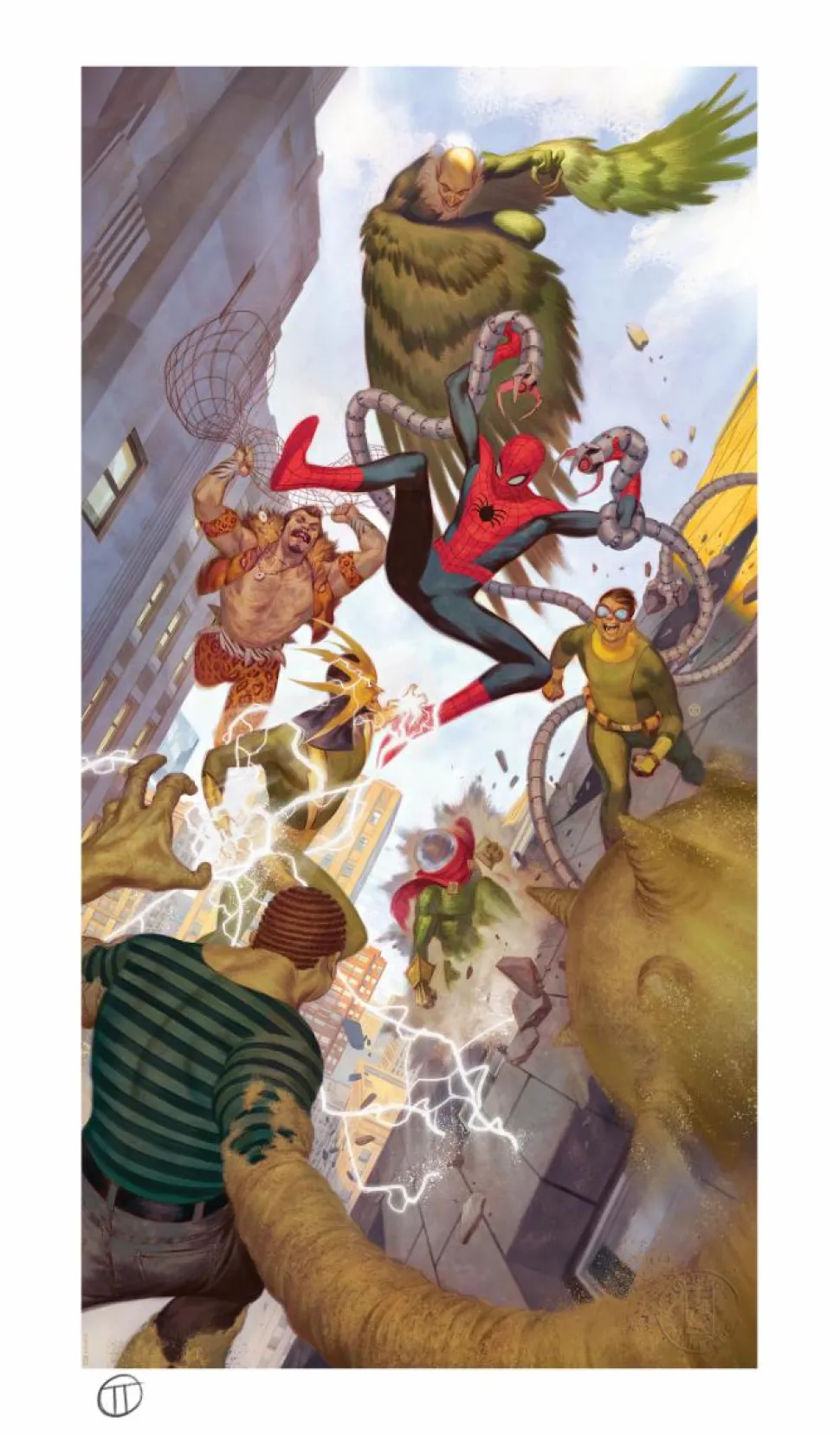 Spider-Man - Spider-Man vs Sinister Six Fine Art Print by Julian Totino Tedesco