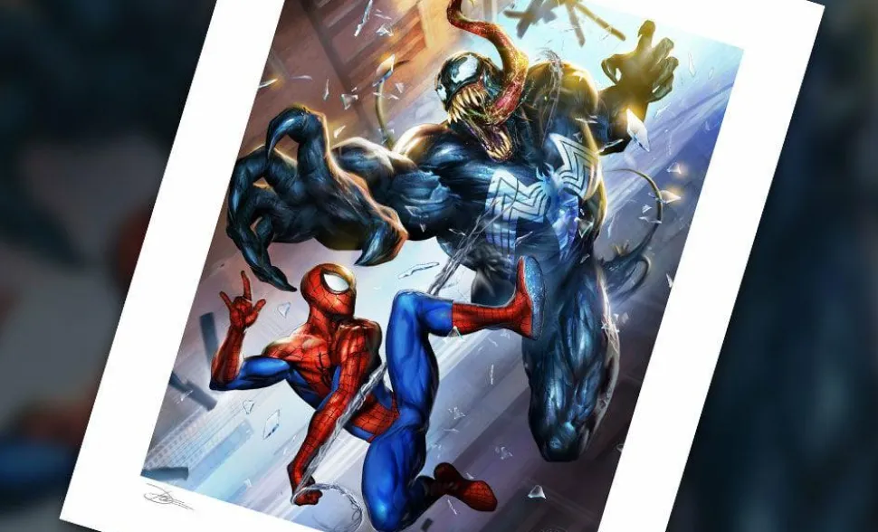 Spider-Man - Spider-Man vs Venom Fine Art Print by Dave Wilkins