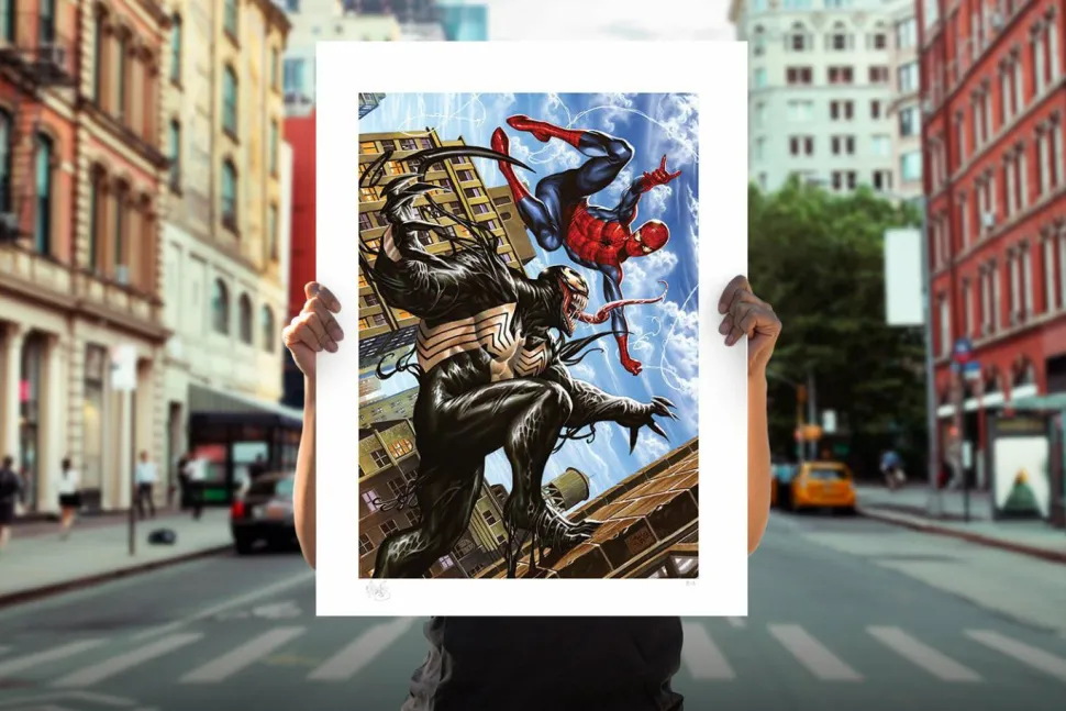 Spider-Man - Spider-Man vs Venom Fine Art Print by Mark Brooks