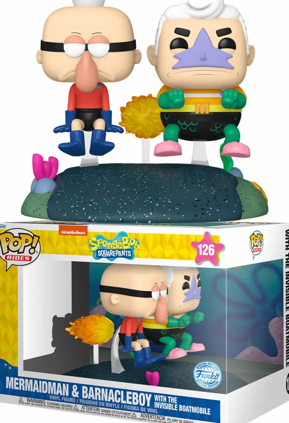 SpongeBob SquarePants - Mermaid Man & Barnacle Boy with Invisible Car Pop! Rides Vinyl Figure