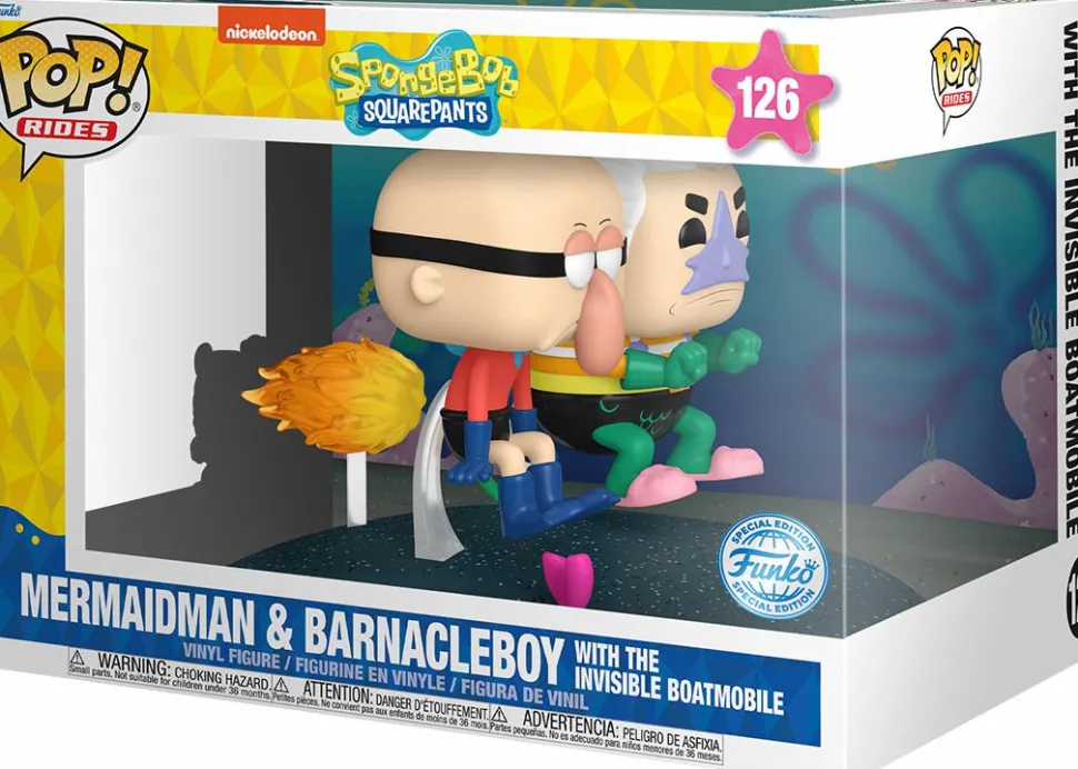 SpongeBob SquarePants - Mermaid Man & Barnacle Boy with Invisible Car Pop! Rides Vinyl Figure