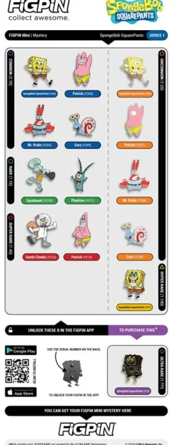 SpongeBob SquarePants - Series 1 FiGPiN Mystery Blind Box Mini Enamel Pin (Single Unit)