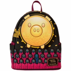Squid Game - Piggy Bank Masked Men Glow in the Dark 10" Faux Leather Mini Backpack