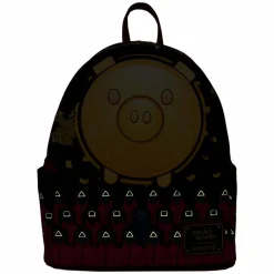 Squid Game - Piggy Bank Masked Men Glow in the Dark 10" Faux Leather Mini Backpack