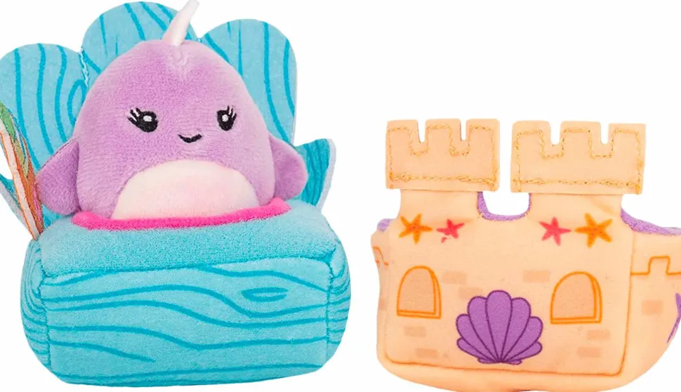 Squishville - Beach Set with Naomi the Narwhal Mini Squishmallows 2” Plush Playset