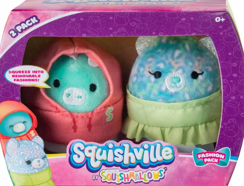 Squishville - Fashion Pack with Miles the Dragon & Lindsay the Leopard Mini Squishmallows 2” Plush 2-Pack