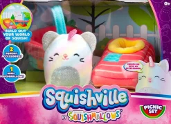 Squishville - Picnic Set with Camilla the Rainbow Caticorn Mini Squishmallows 2” Plush Playset