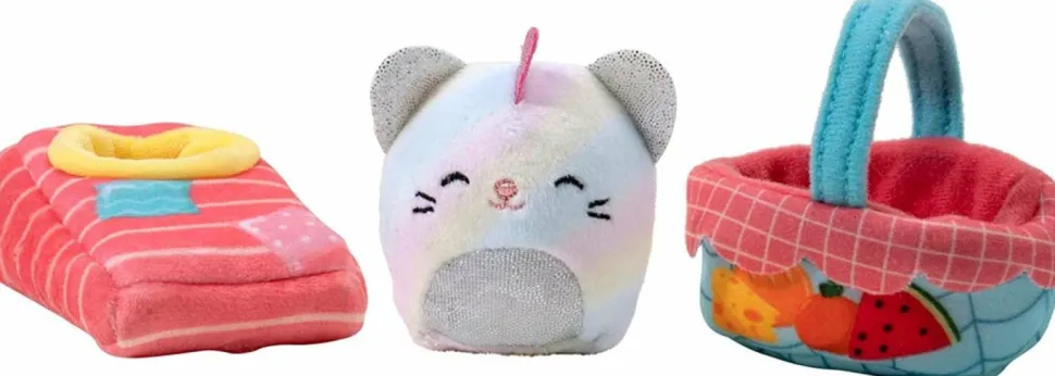 Squishville - Picnic Set with Camilla the Rainbow Caticorn Mini Squishmallows 2” Plush Playset