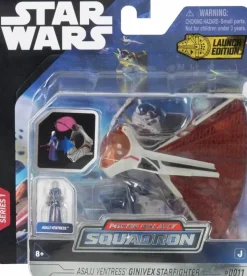 Star Wars - Micro Galaxy Squadron Asajj Ventress's Ginivex Starfighter Light Armor Class 3" Vehicle & Figure Playset (Series 01)