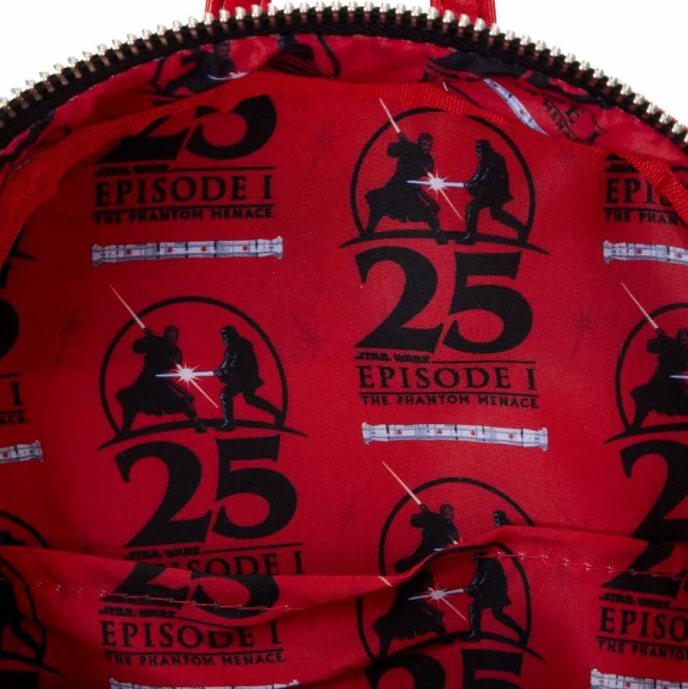 Star Wars - Phantom Menace 25th Anniversary Darth Maul Cosplay Glow in the Dark 10" Faux Leather Mini Backpack