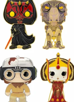 Star Wars Episode I: The Phantom Menace - Darth Maul, Anakin, Sebulba & Queen Amidala 4" Pop! Enamel Pin Bundle (Set of 4)