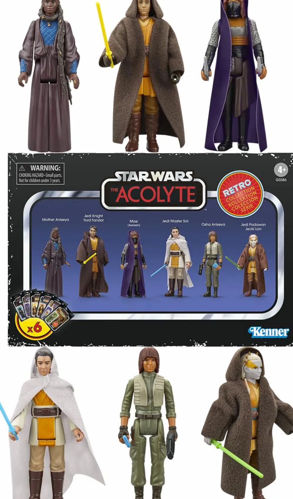 Star Wars: The Acolyte - Mother Aniseya, Yord Fandar, Mae, Master Sol, Osha Aniseya & Jecki Lon Retro Collection Kenner 3.75" Action Figure 6-Pack