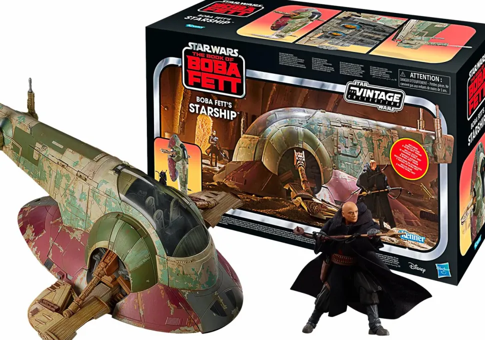 Star Wars: The Book of Boba Fett - Boba Fett’s Starship & Boba Fett Vintage Collection Kenner 3.75” Scale Action Figure Vehicle Playset