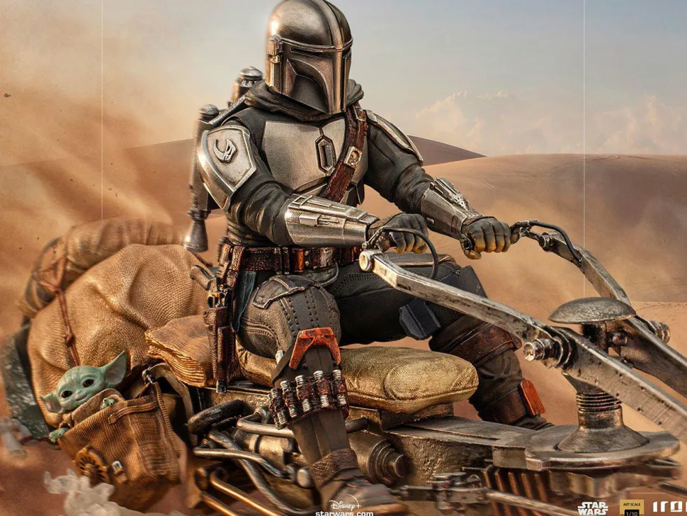 Star Wars: The Mandalorian - The Mandalorian on Speeder Bike 1/10th Scale Statue