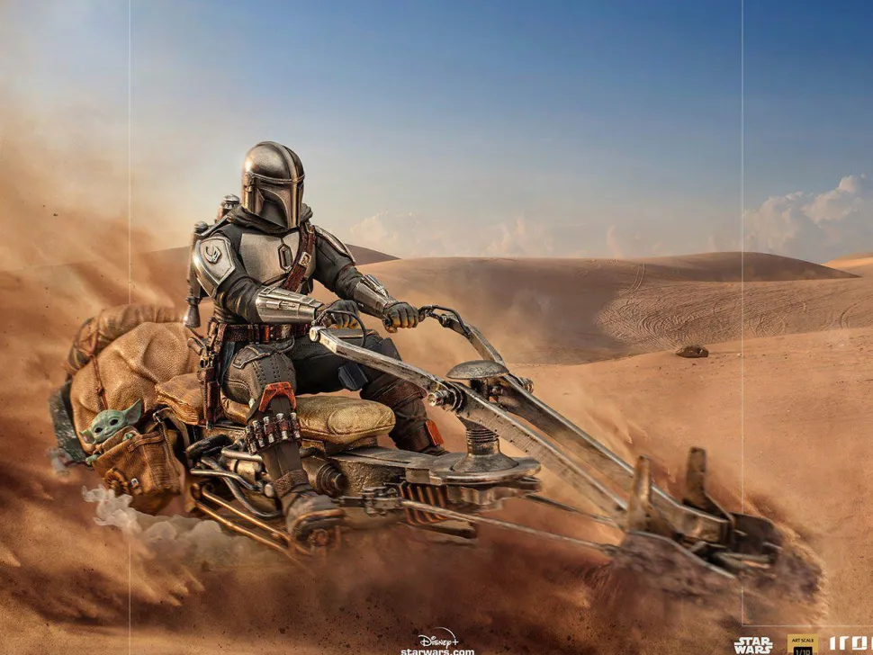 Star Wars: The Mandalorian - The Mandalorian on Speeder Bike 1/10th Scale Statue