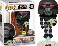 Star Wars: The Mandalorian - Dark Trooper with Grogu Glow in the Dark Pop! Vinyl Figure