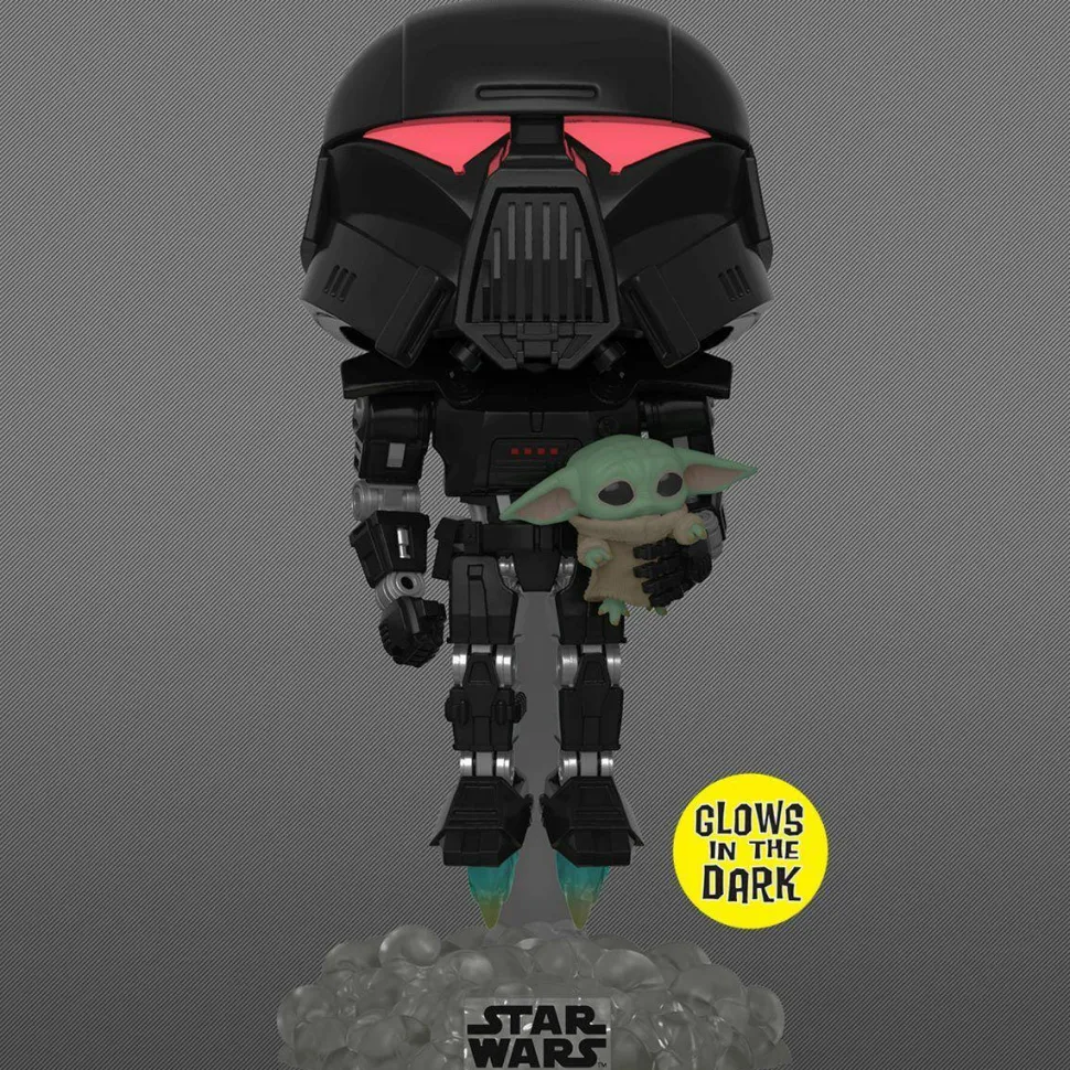 Star Wars: The Mandalorian - Dark Trooper with Grogu Glow in the Dark Pop! Vinyl Figure
