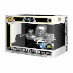 Star Wars: The Mandalorian - The Mandalorian in N1 Starfighter (with Grogu) Pop! Rides Vinyl Figure