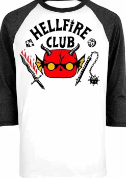 Stranger Things 4 - Hellfire Club Pop! Tees Unisex White / Black Raglan T-Shirt