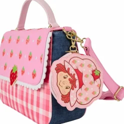 Strawberry Shortcake - Denim 8" Faux Leather Crossbody Bag with Coin Purse