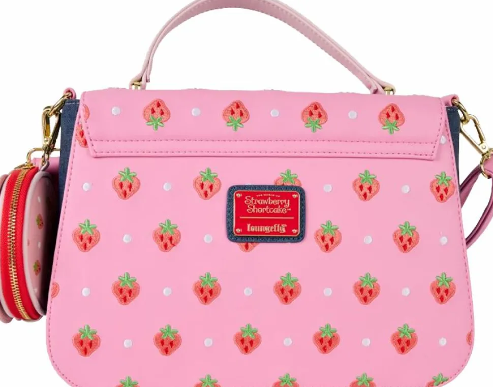 Strawberry Shortcake - Denim 8" Faux Leather Crossbody Bag with Coin Purse
